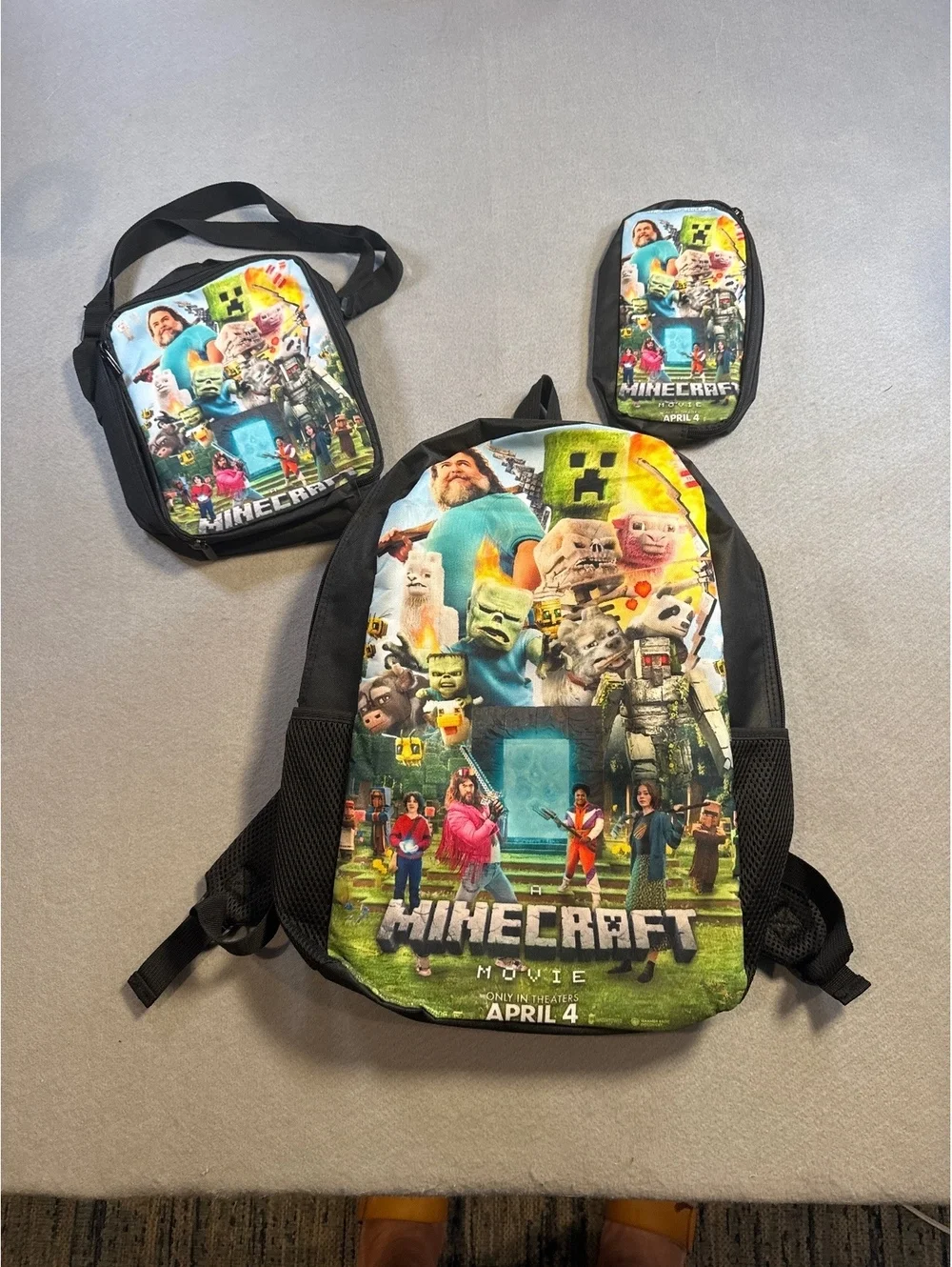 Minecraft Movie Backpack with Shoulder Bag and Pencil Case